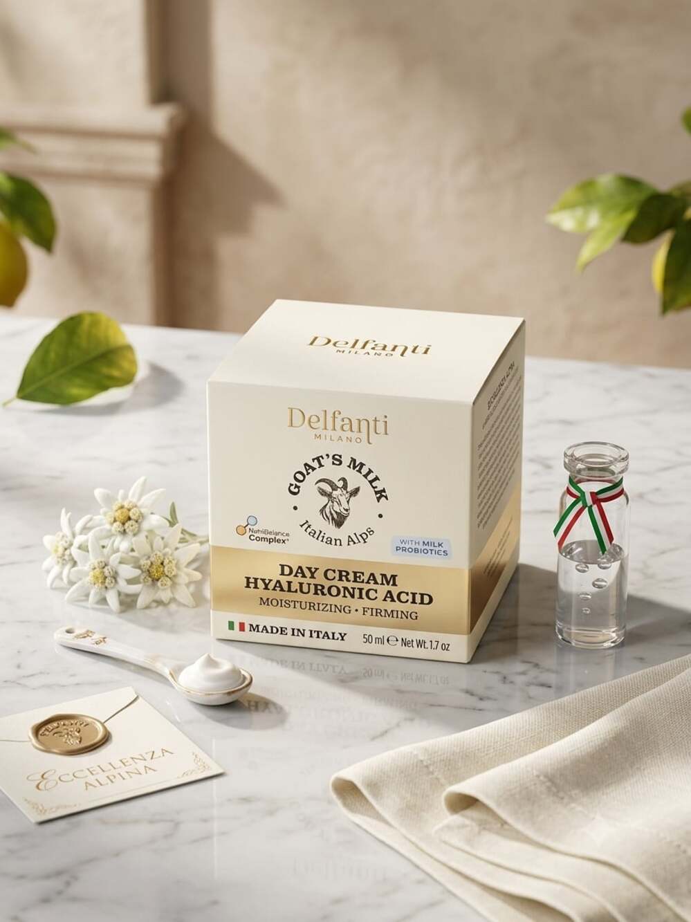 Delfanti Milano Goat’s Milk Moisturizing & Firming Day Cream with Hyaluronic Aci